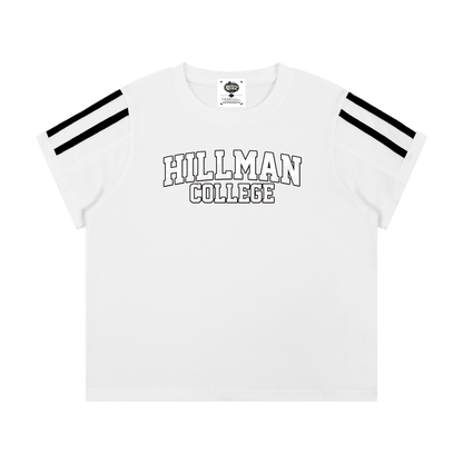 "Hillman College" Women's Varsity Stripe T-Shirt