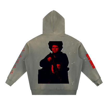 "Blood Rain" Vintage Washed Frayed Fleece Hoodie