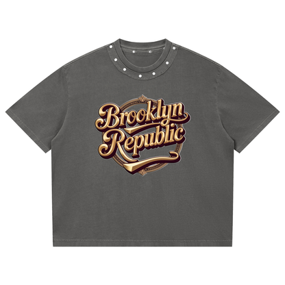 Essential Washed Box-cut Studded T-Shirt