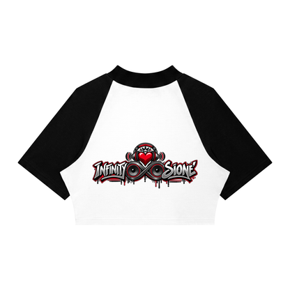 Infinity Sione™ "Heartbeatz" Color Block Raglan Crop T-Shirt