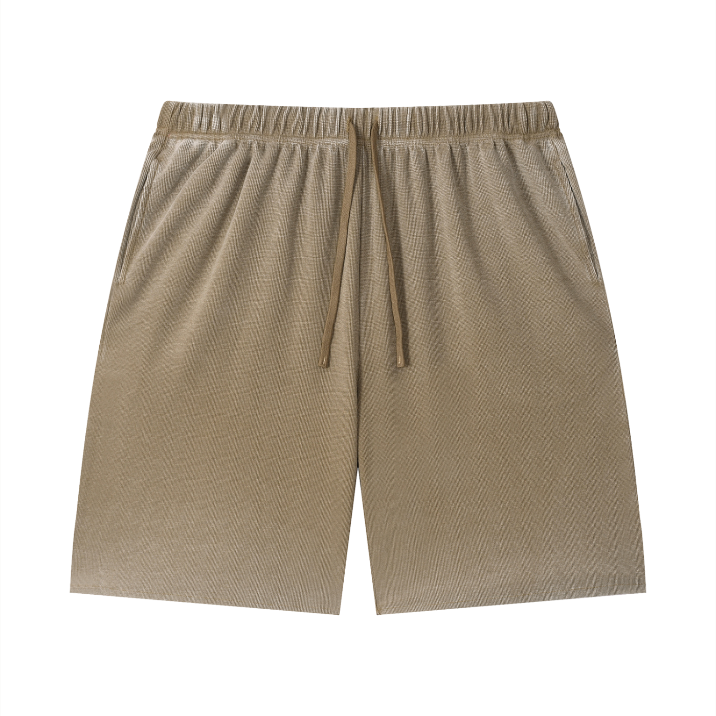"Brooklyn Republic Essentials" Vintage Wash Sunfade Waffle Raw Hem Shorts