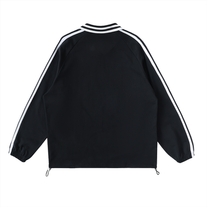 PYN™ x BKRP™ "Cut & Sew" Contrast Striped Lapel Collar Sweatshirt