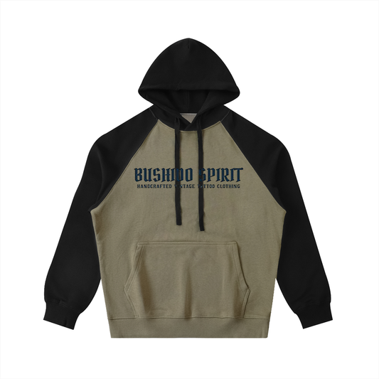"Bushido" Color-Block Raglan Sleeve Hoodie