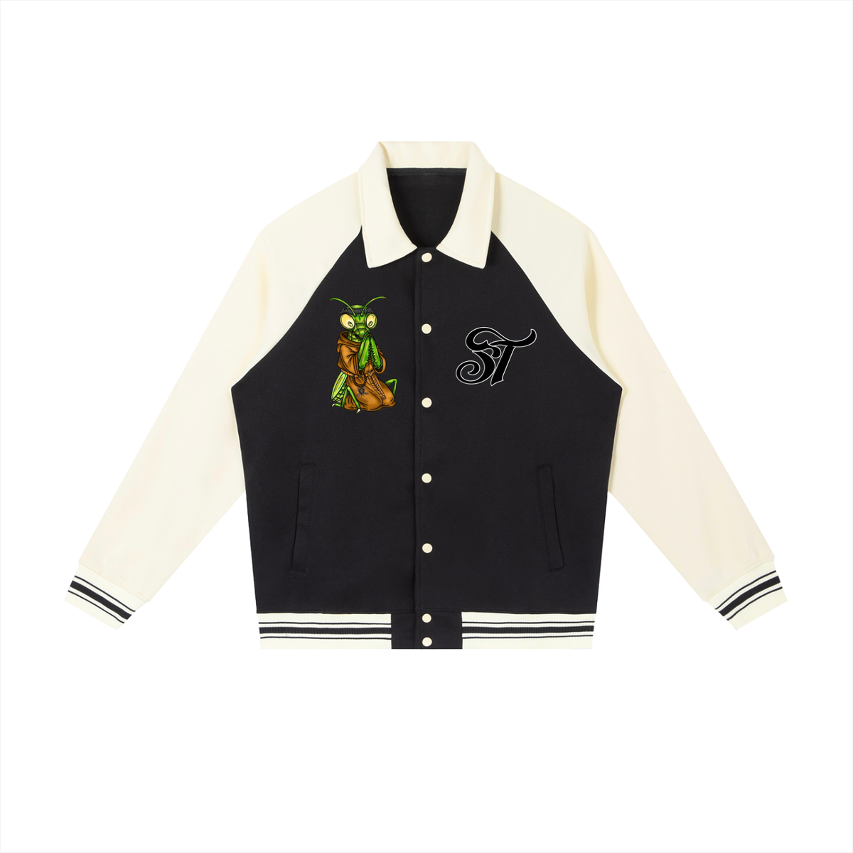 Brooklyn Zoo™ "Father Mantis" Contrast Raglan Sleeve Baseball Jacket