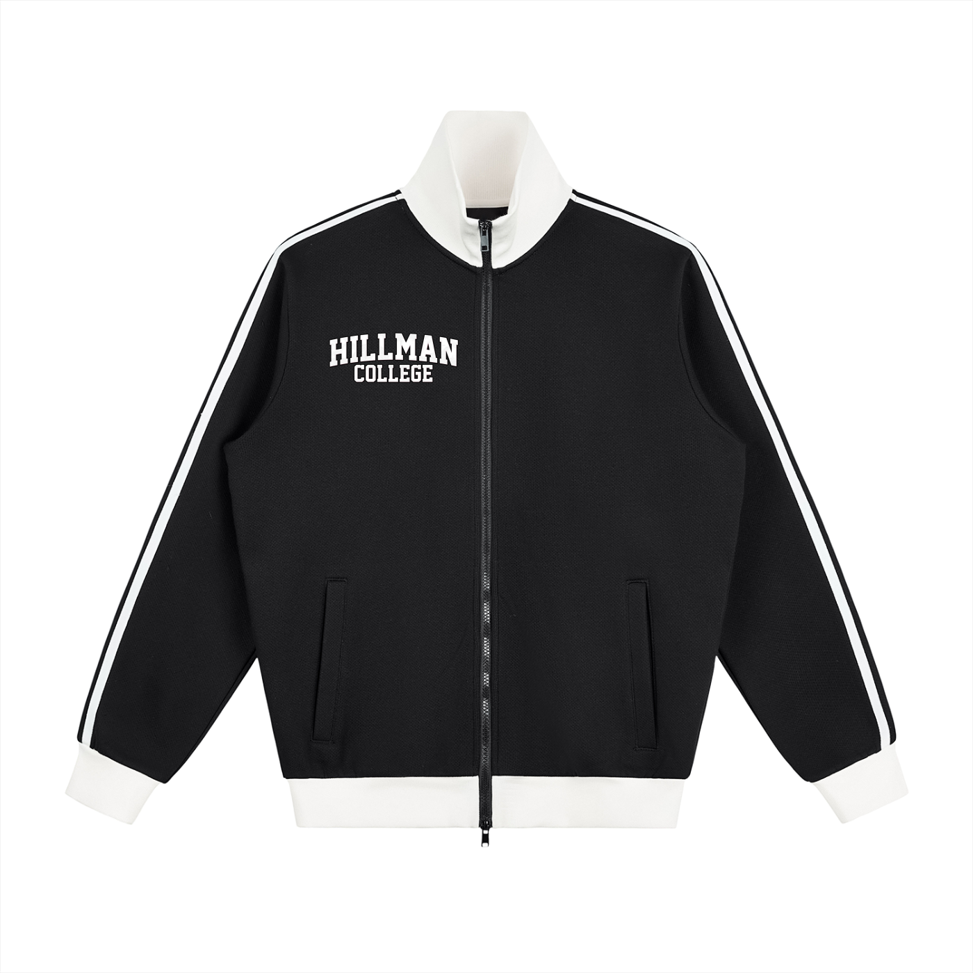 "Hillman College" Contrast Side Stripe Fleece Track Jacket