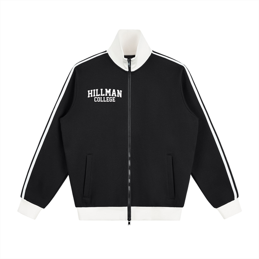 "Hillman College" Contrast Side Stripe Fleece Track Jacket