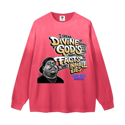 "Divine Theories" Gradient Washed Long Sleeve T-Shirt