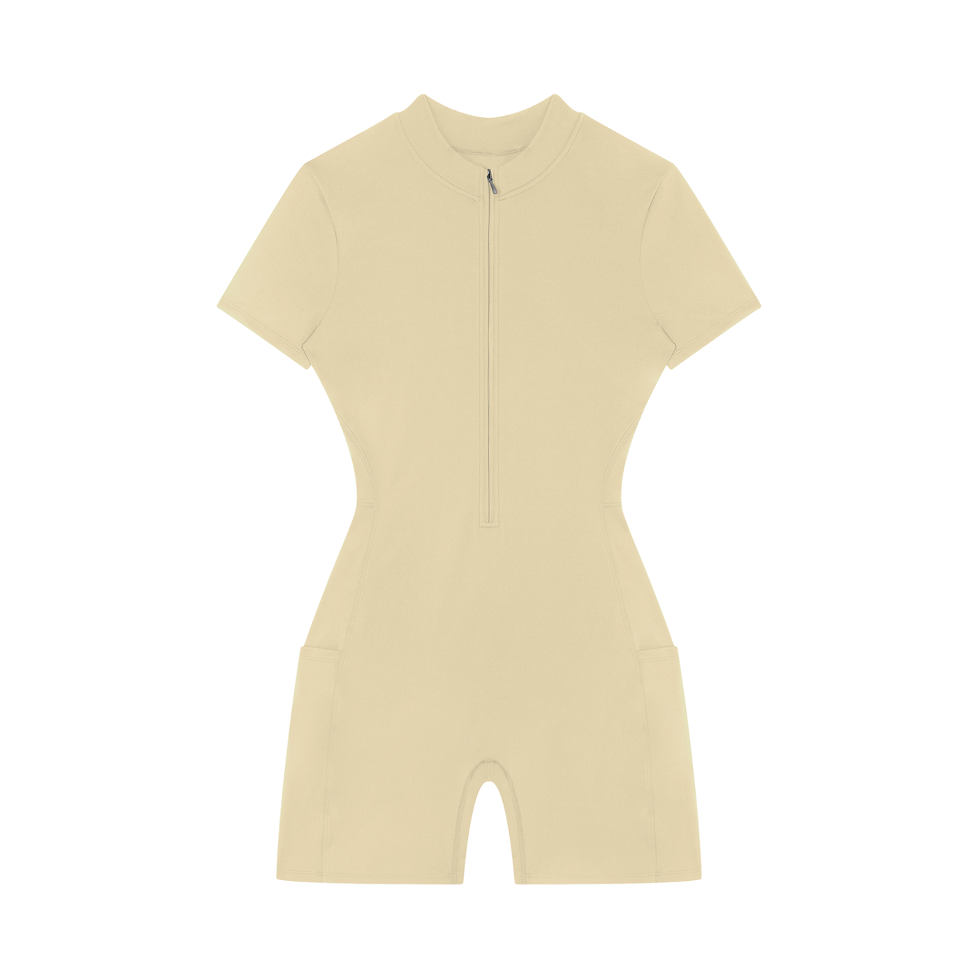 "Brooklyn Republic Essentials" Women's Quarter-Zip Short Sleeve Romper