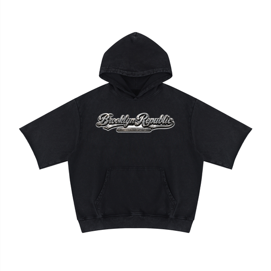 "Brooklyn Strong" Mineral Wash Short Sleeve Hoodie