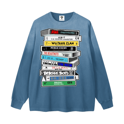 "In The Booth" Gradient Washed Long Sleeve T-Shirt