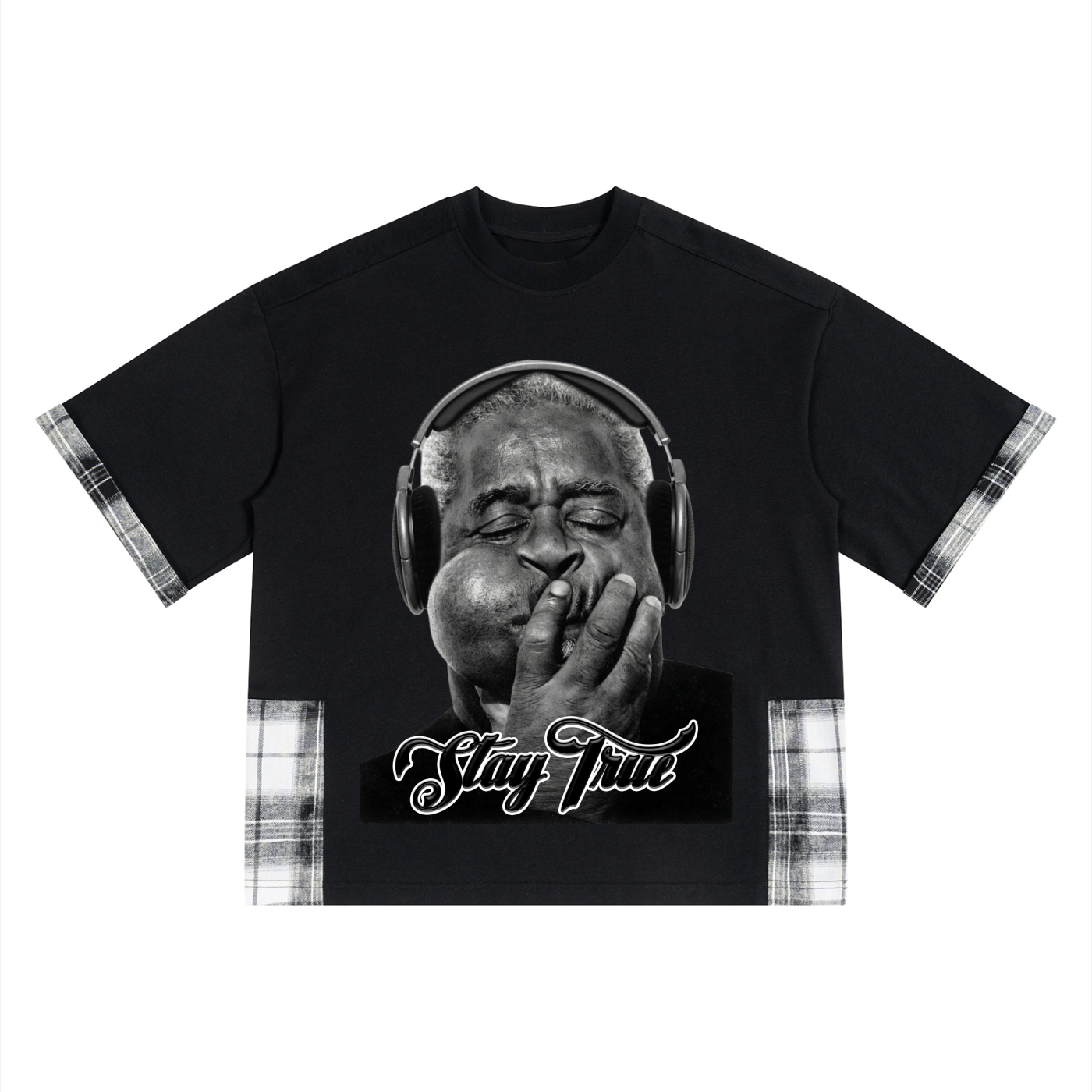 "Dizzy Dope" " Plaid Paneled T-Shirt