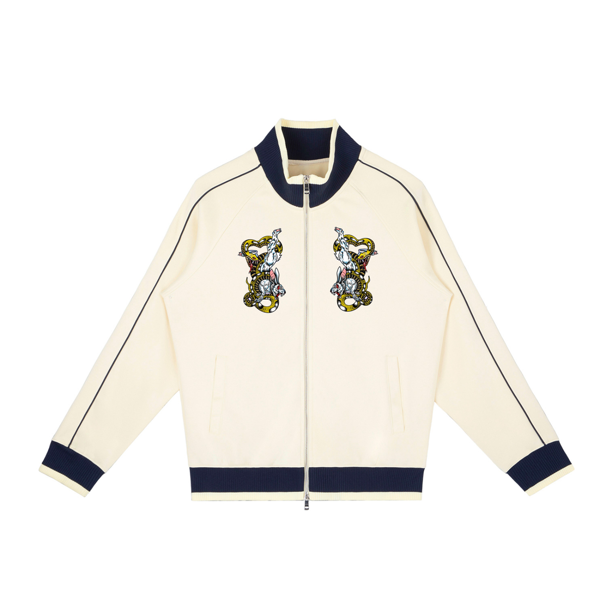 Brooklyn Zoo™ "Bruh Rabbit Stew" Color Block Raglan Sleeve Zip Track Jacket