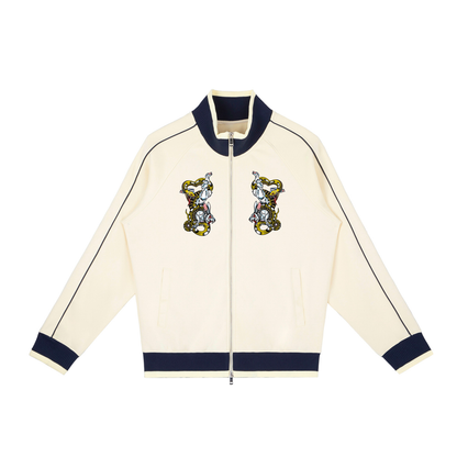 Brooklyn Zoo™ "Bruh Rabbit Stew" Color Block Raglan Sleeve Zip Track Jacket