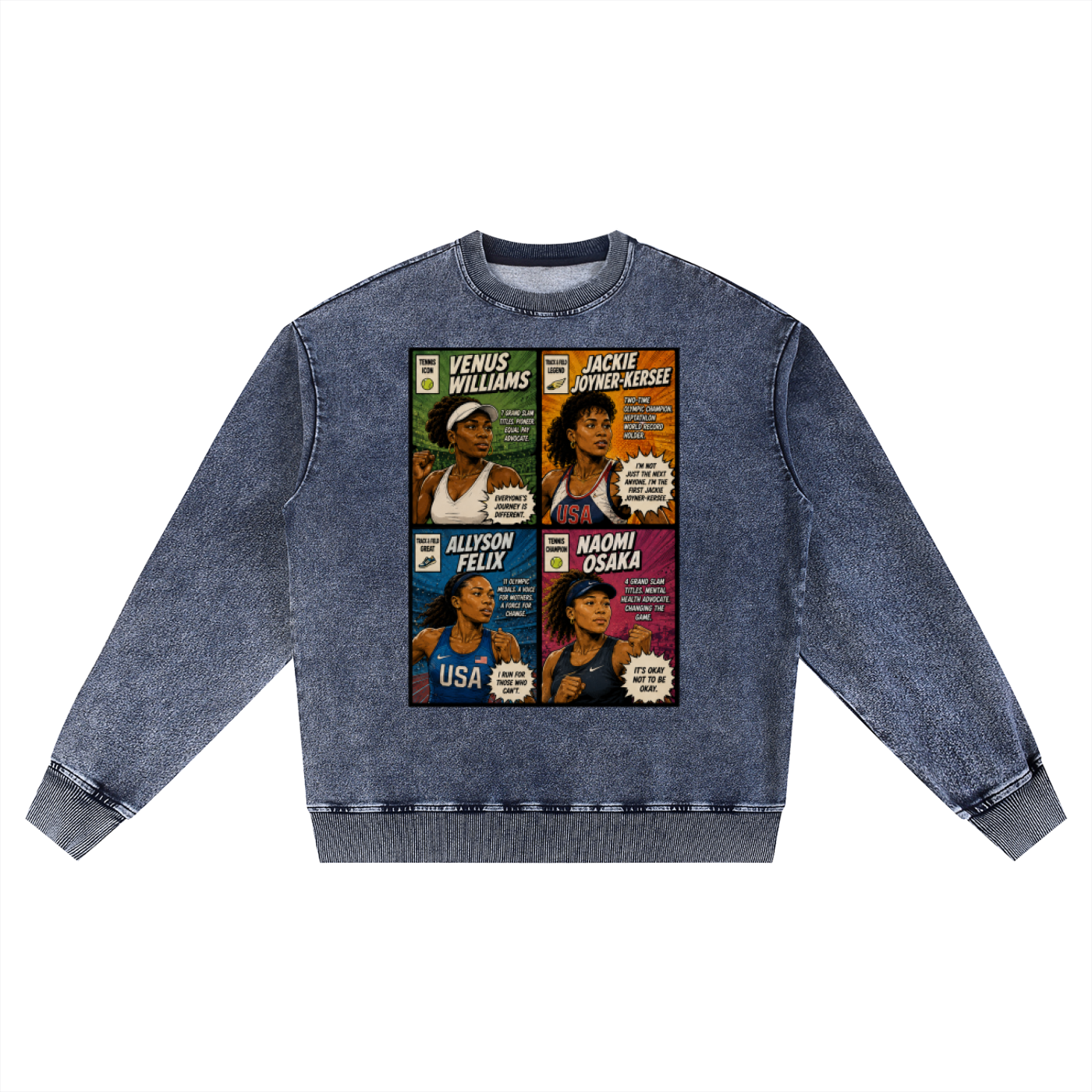 "Ladies First Vol.1" Women's Snow Wash Oversized Crewneck Sweatshirt