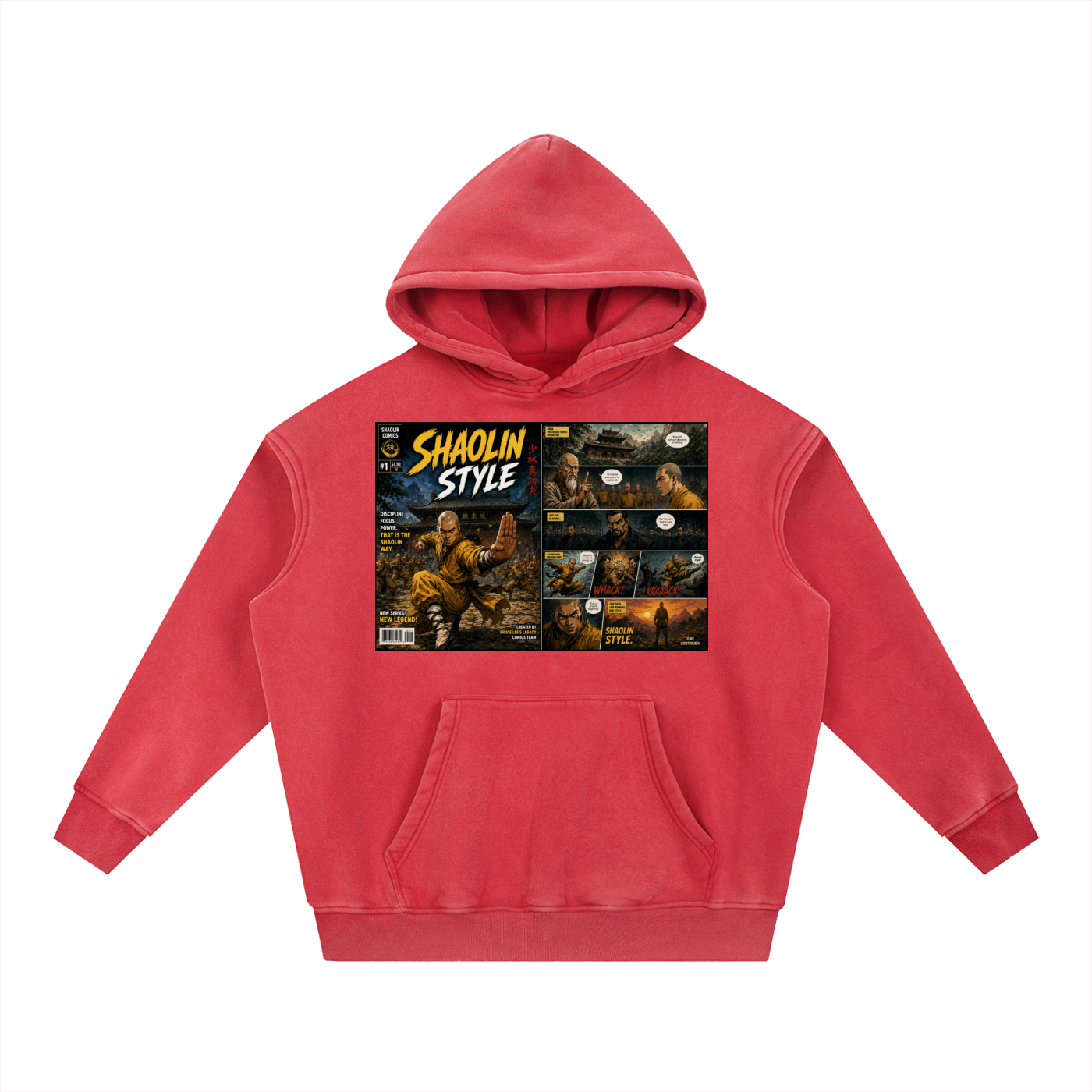 PYN™x BKRP™  "Shaolin Style" Snow Wash Fleece Oversize Hoodie