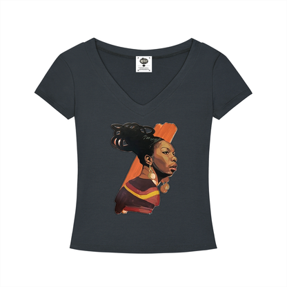 "NINA" Tencel Slim Fit V-Neck T-Shirt