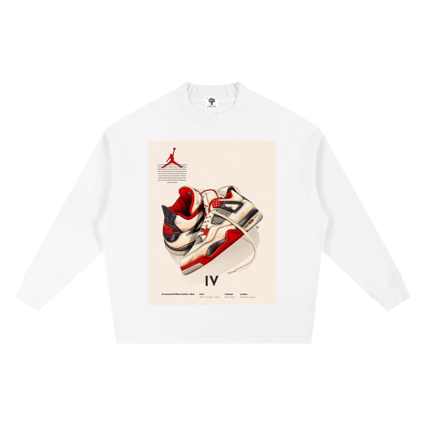 "AJ 4 BRED" Knitted Round Neck Oversize Sweatshirt