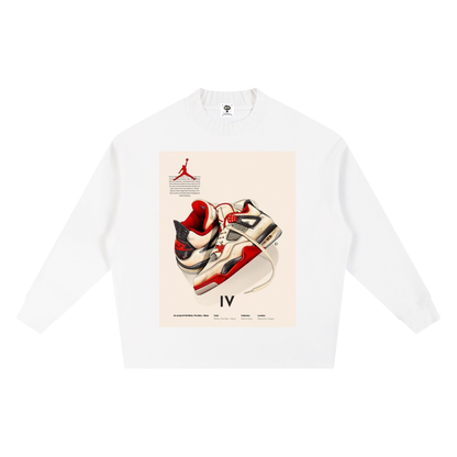 "AJ 4 BRED" Knitted Round Neck Oversize Sweatshirt