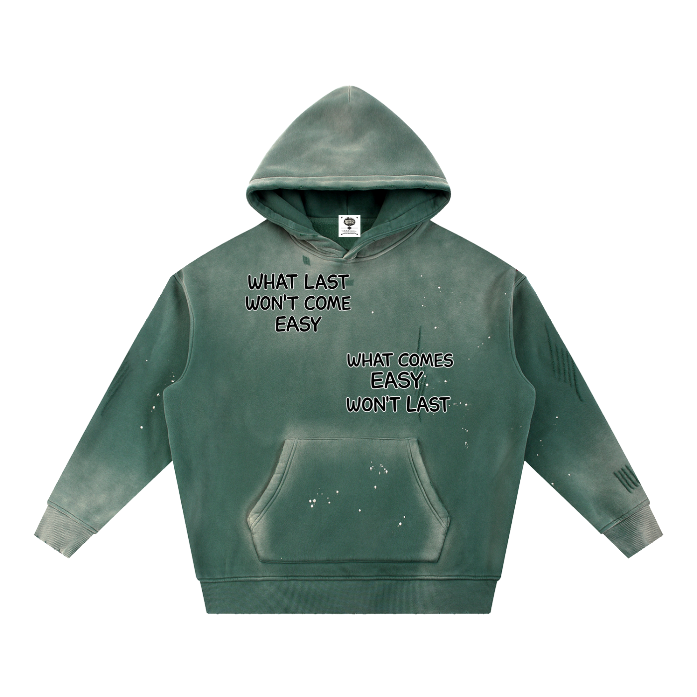 "STAY TRUE™ " Vintage Washed Frayed Fleece Hoodie