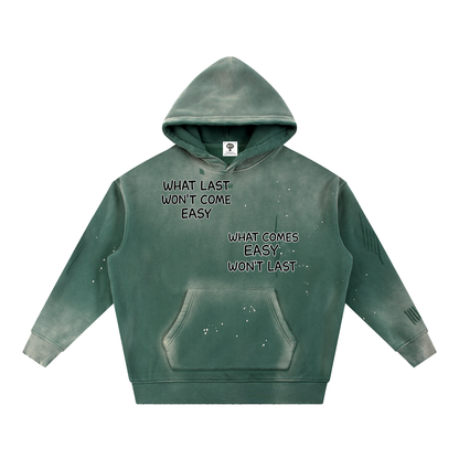 "STAY TRUE™ " Vintage Washed Frayed Fleece Hoodie