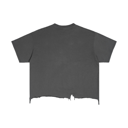 PYN™ x BKRP™ "PYN Official" Vintage Wash Boxy Distressed Hem T-Shirt