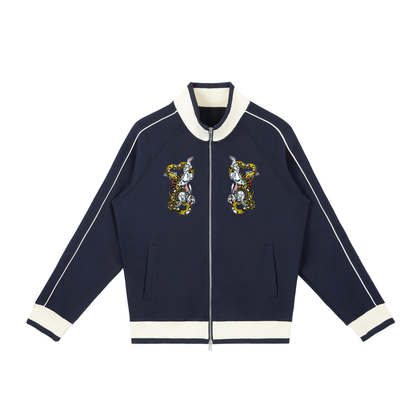 Brooklyn Zoo™ "Bruh Rabbit Stew" Color Block Raglan Sleeve Zip Track Jacket