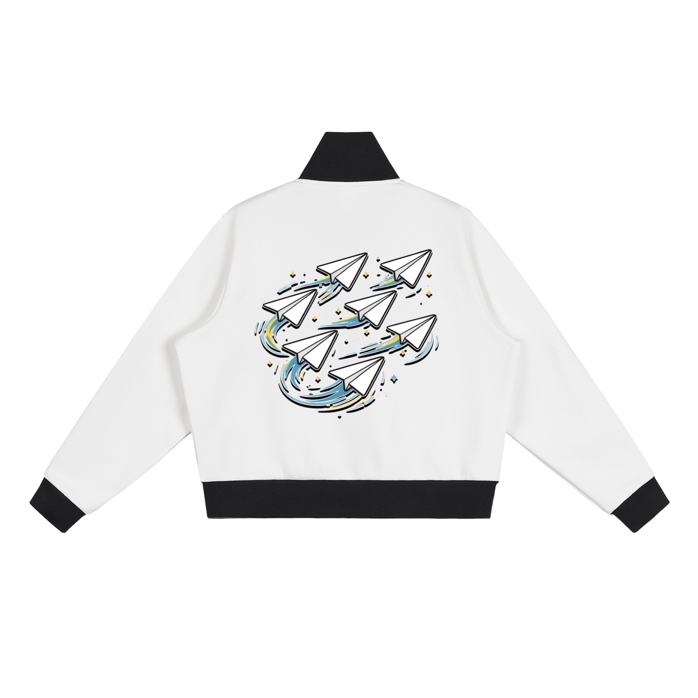 "DREAM CHASERS" Contrast Side Stripe Fleece Cropped Track Jacket