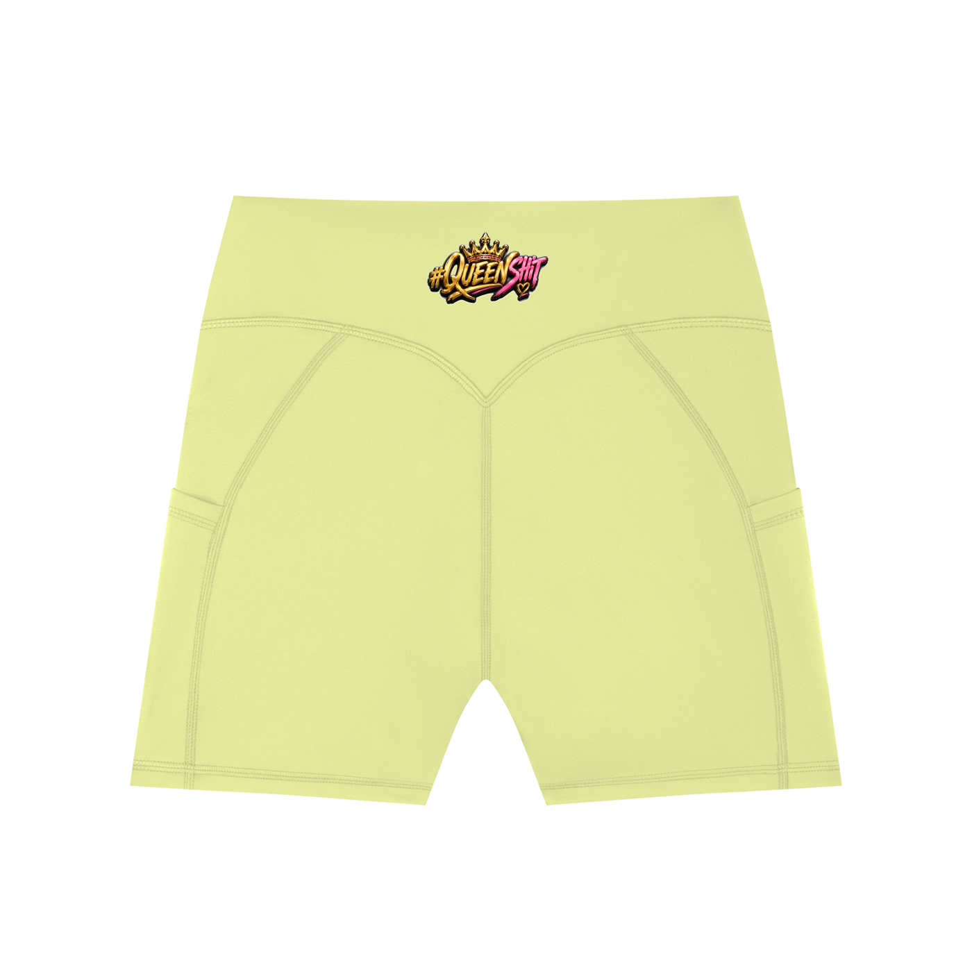 "QUEENS" Women's High-Waisted Pocket Biker Shorts