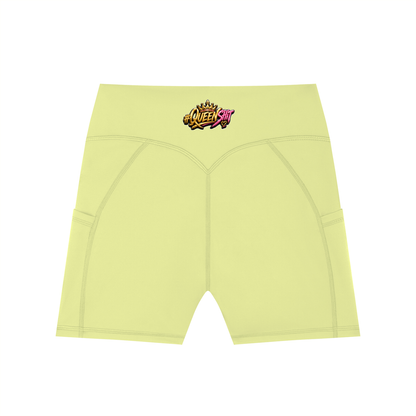 "QUEENS" Women's High-Waisted Pocket Biker Shorts