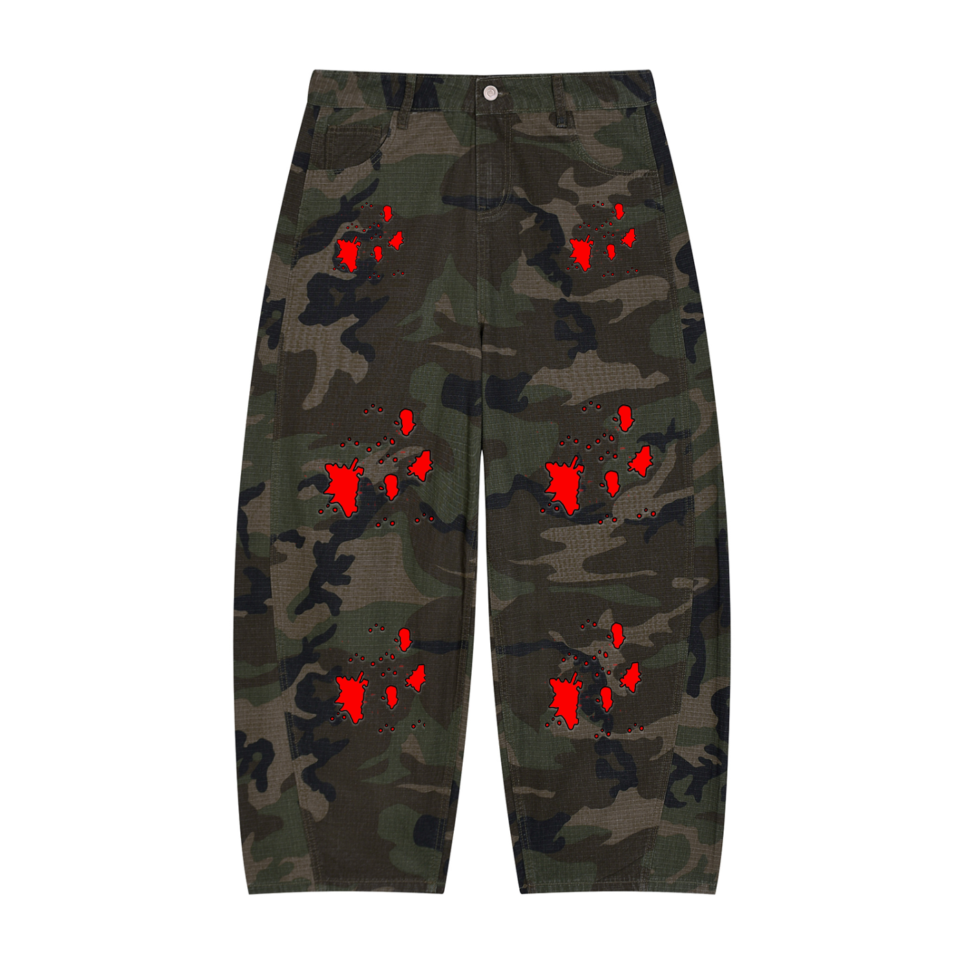 "Blood Rain" Men’s Camo Barrel Leg Cargo Pants