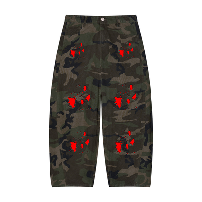 "Blood Rain" Men’s Camo Barrel Leg Cargo Pants