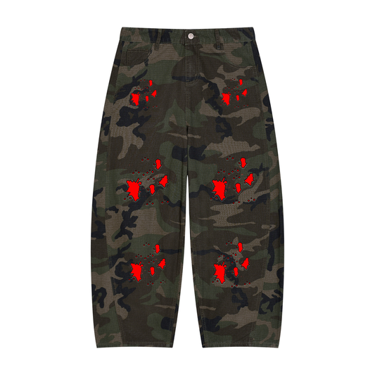 "Blood Rain" Men’s Camo Barrel Leg Cargo Pants
