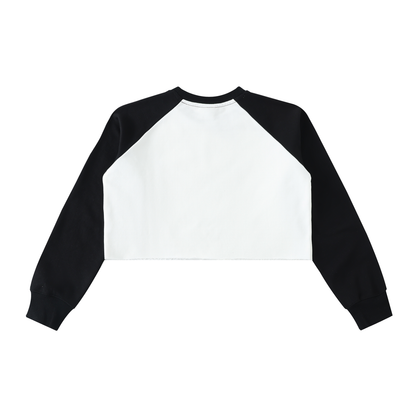 "Brooklyn Republic Essentials"  Raw-Hem Raglan Crop Sweatshirt