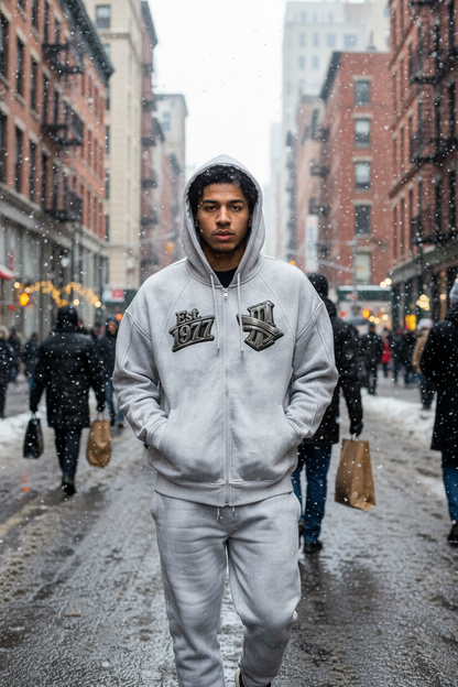 "All-Star" Dirty Washed Zip-Up Fleece Hoodie