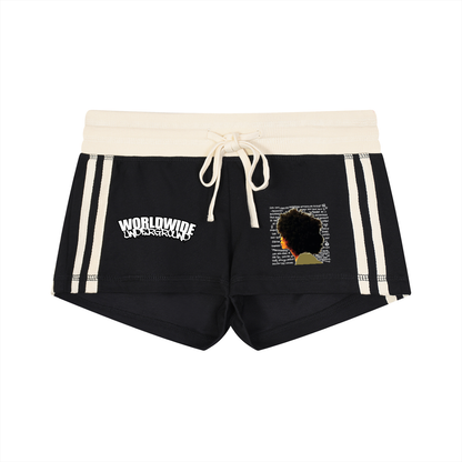 "Worldwide Underground" Women's Contrast Stripe Track Shorts