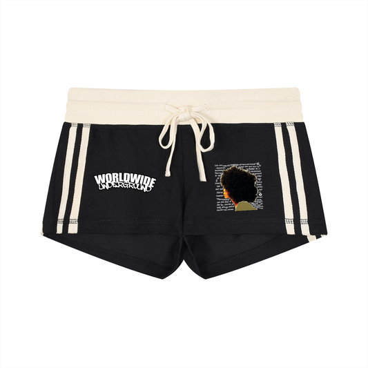 "Worldwide Underground" Women's Contrast Stripe Track Shorts