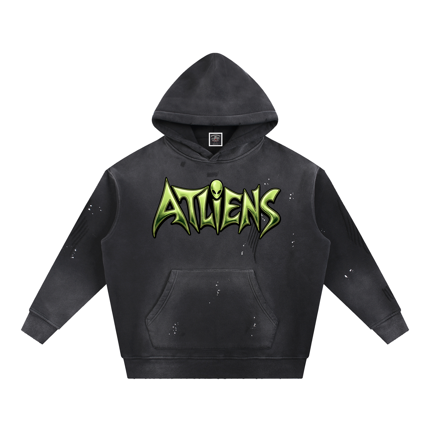 "ATLiens" Vintage Washed Frayed Fleece Hoodie