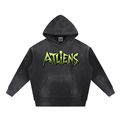 "ATLiens" Vintage Washed Frayed Fleece Hoodie