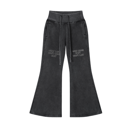 "STAY TRUE" Vintage Washed Flared Fleece Pants