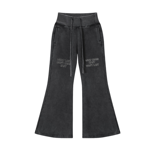 "STAY TRUE" Vintage Washed Flared Fleece Pants