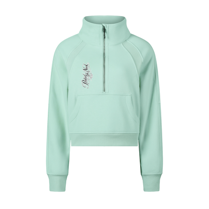 PYN™ x BKRP™ "Cut & Sew" Cropped Half-Zip Sweatshirt