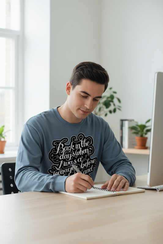 "Back in the Day" Gradient Washed Long Sleeve T-Shirt