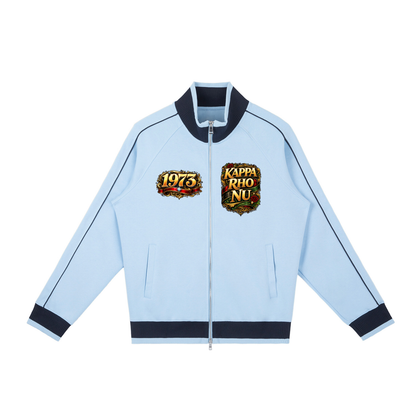 “Kappa Rho Nu” Color Block Raglan Sleeve Zip Track Jacket