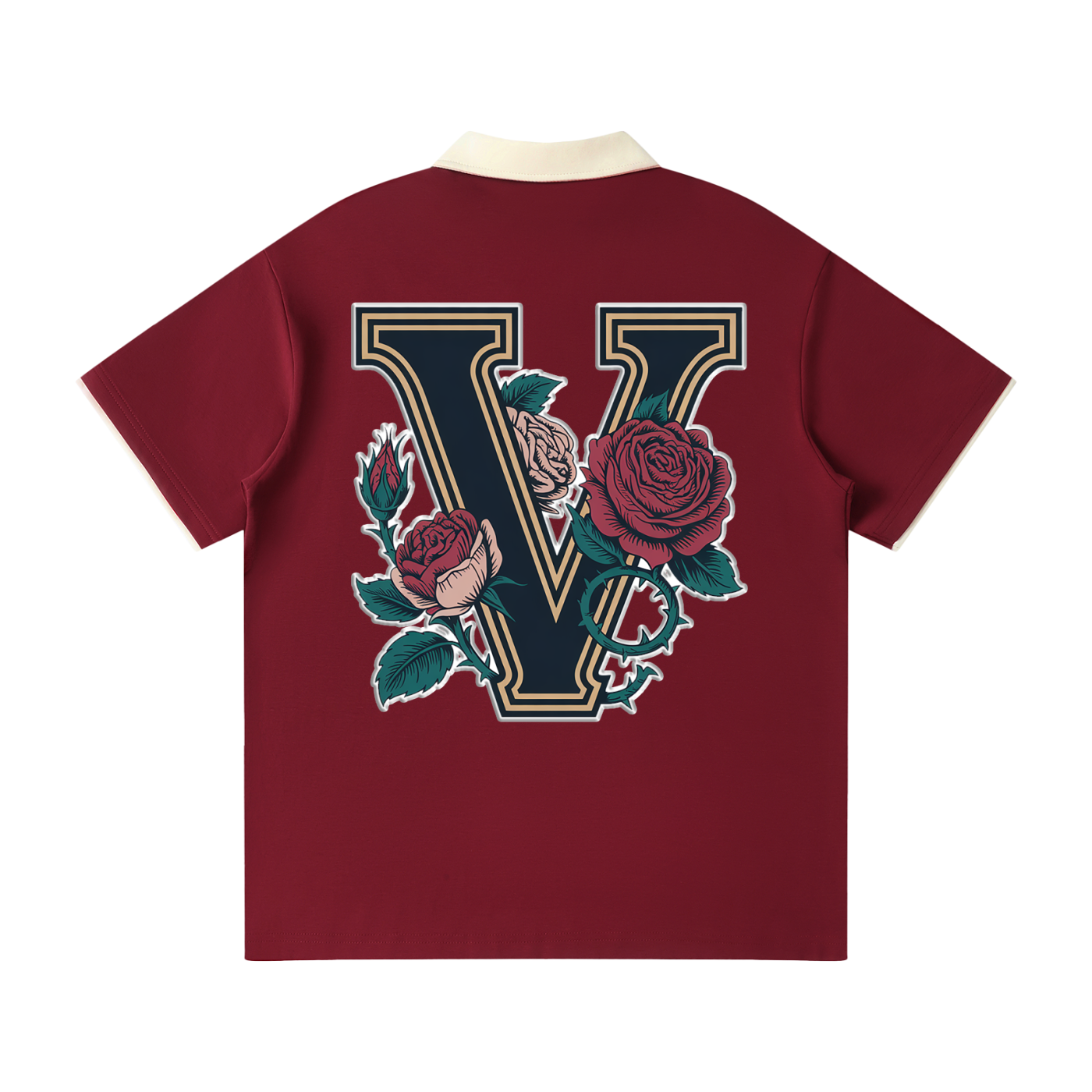 "Varsity" Contrast Collar Raglan Polo Shirt
