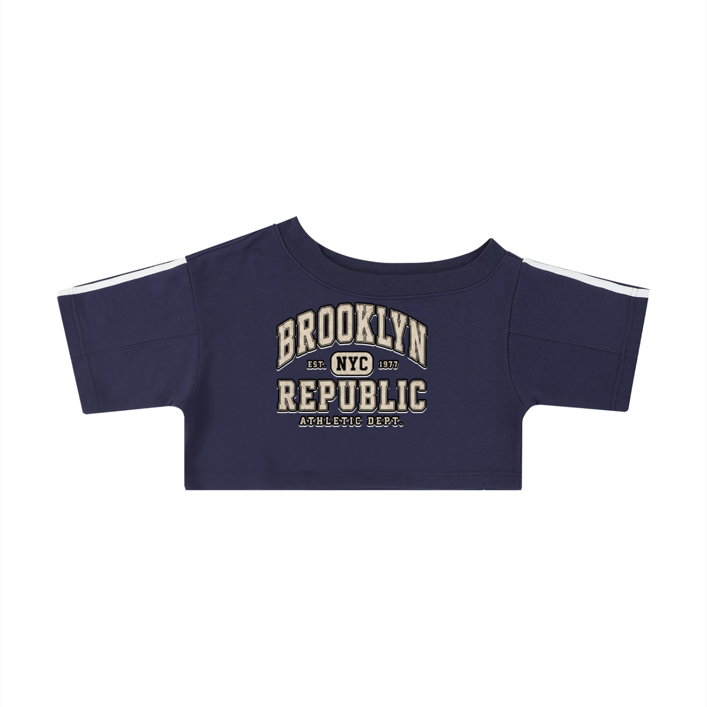 "Brooklyn Republic Essentials" Women's Off-the-Shoulder Crop T-Shirt