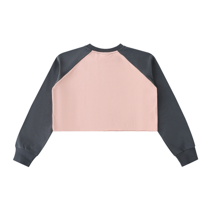 "Brooklyn Republic Essentials"  Raw-Hem Raglan Crop Sweatshirt