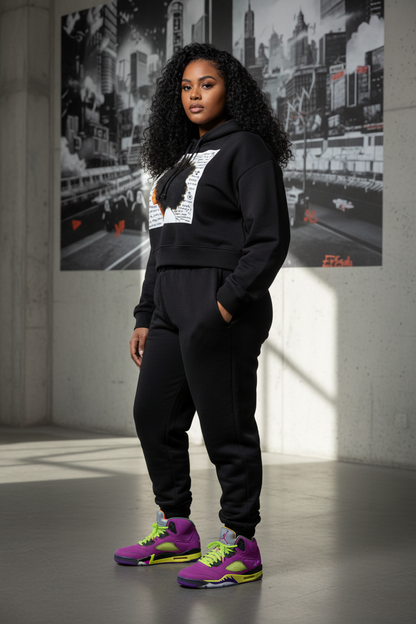 "Worldwide Underground" Essential Cropped Hoodie