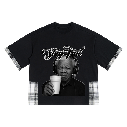 "Madiba" Plaid Paneled T-Shirt