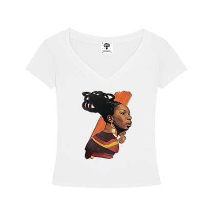 "NINA" Tencel Slim Fit V-Neck T-Shirt