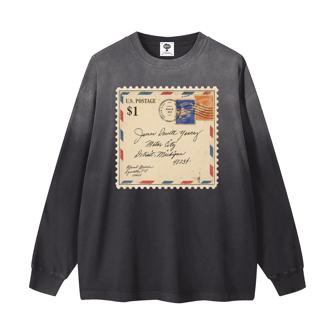 "Dear James" Gradient Washed Long Sleeve T-Shirt